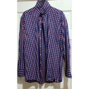 Lawrence Hunt XXL Blue Red Plaid Long Sleeve Classic Button Down Breath